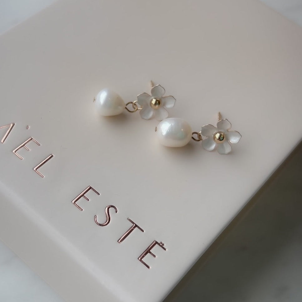 Valencia Pearl Drop Earring - White