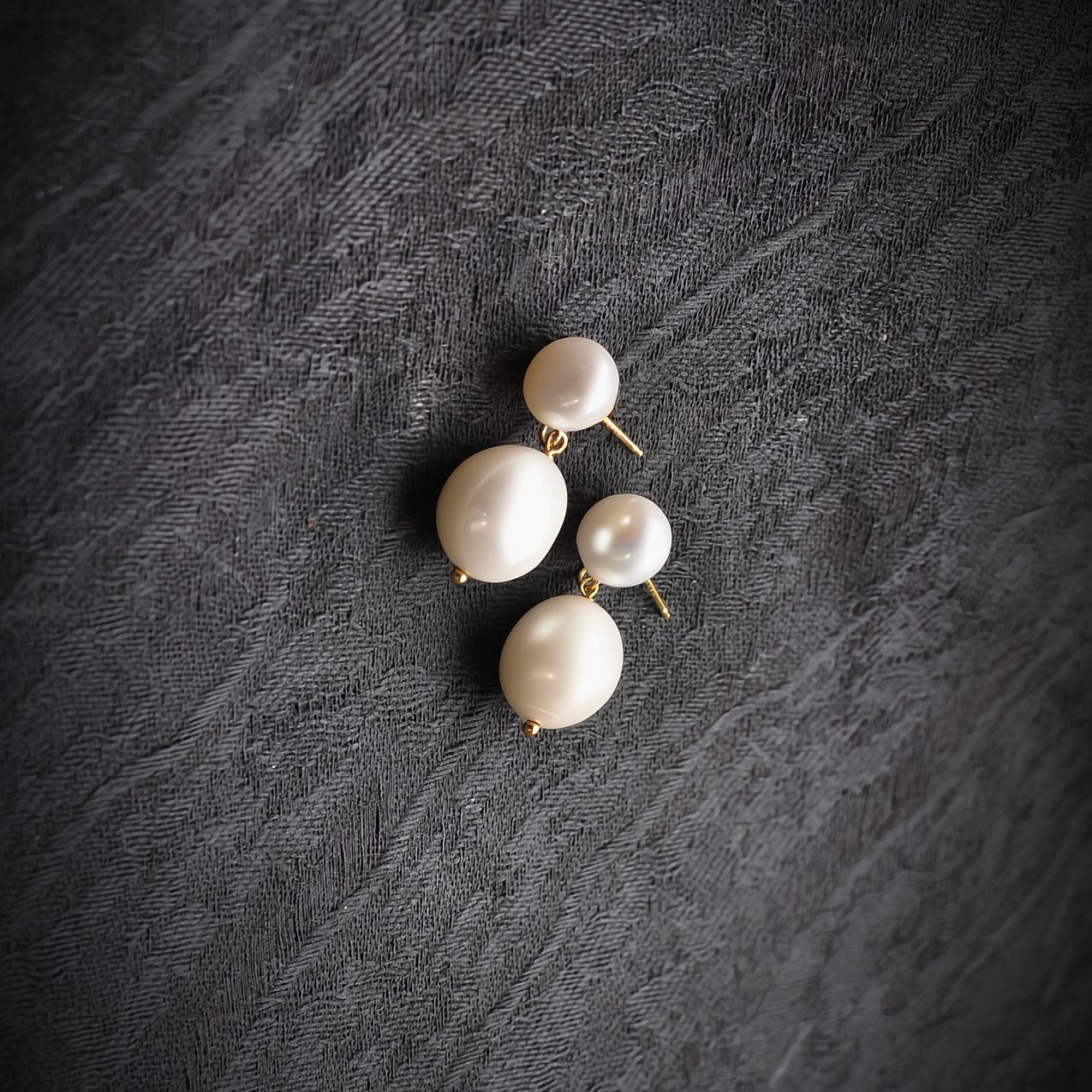 Elara Double Pearl Bridal Drop Earrings