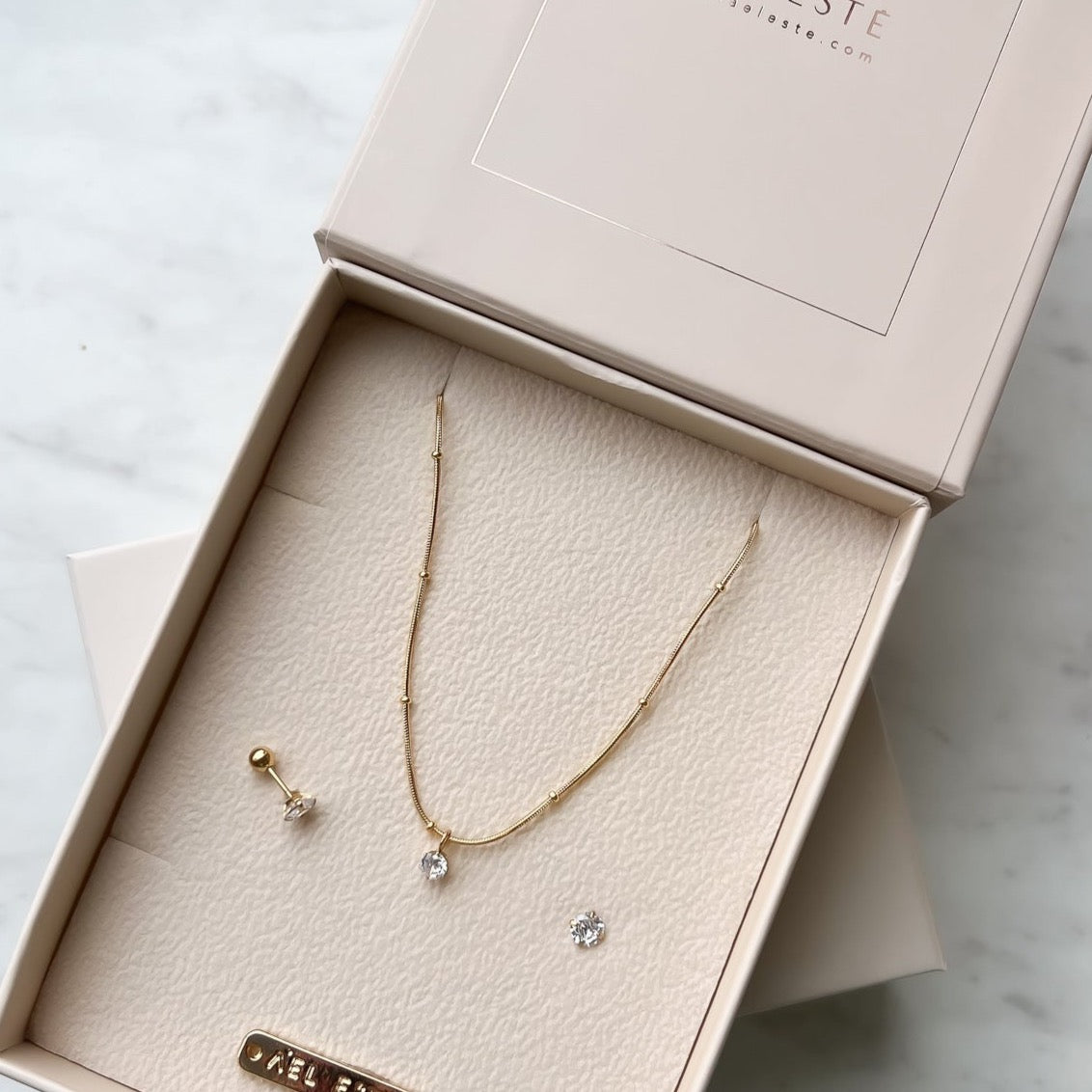 Clementine Crystal Stud + Necklace Set