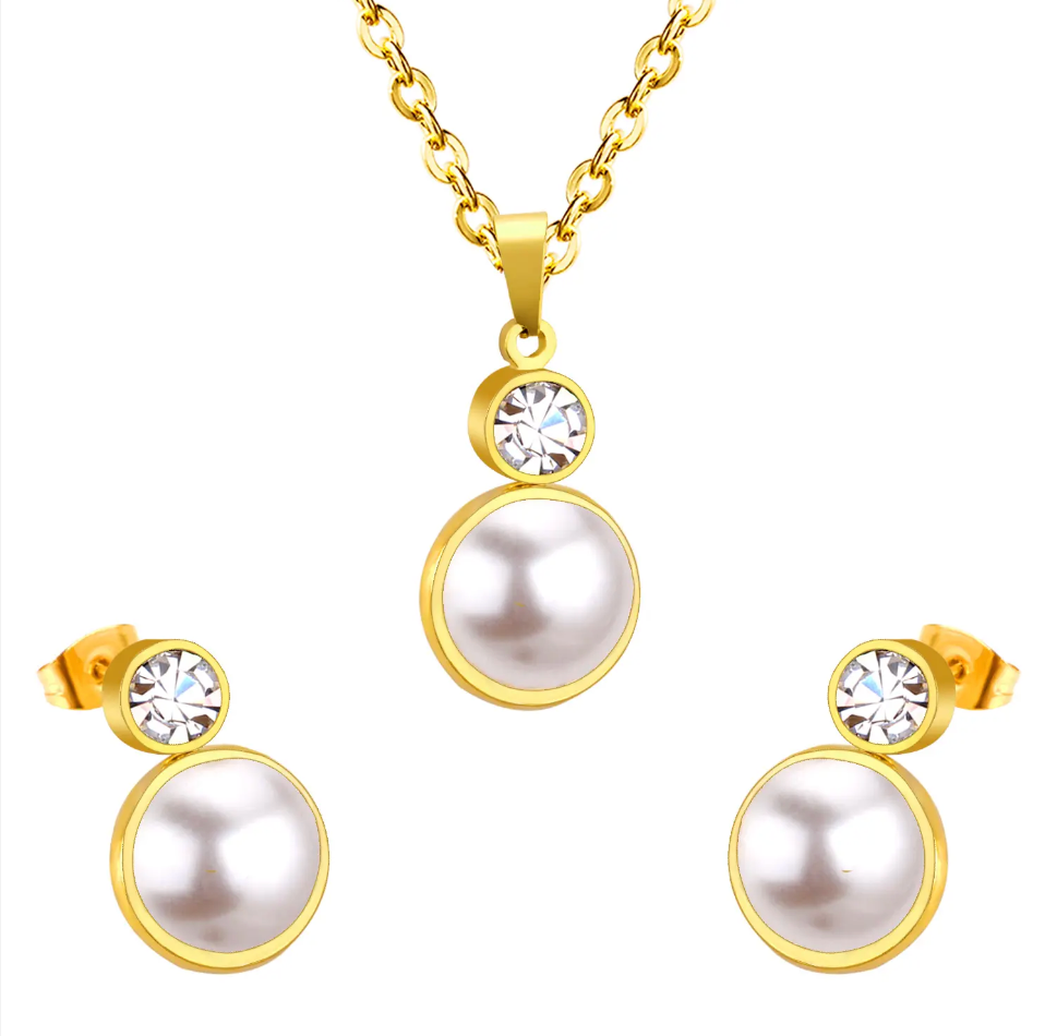 Lorelei Gold Pearl and Crystal Set