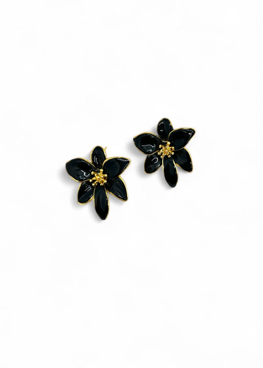 Indi Floral Earring - Black