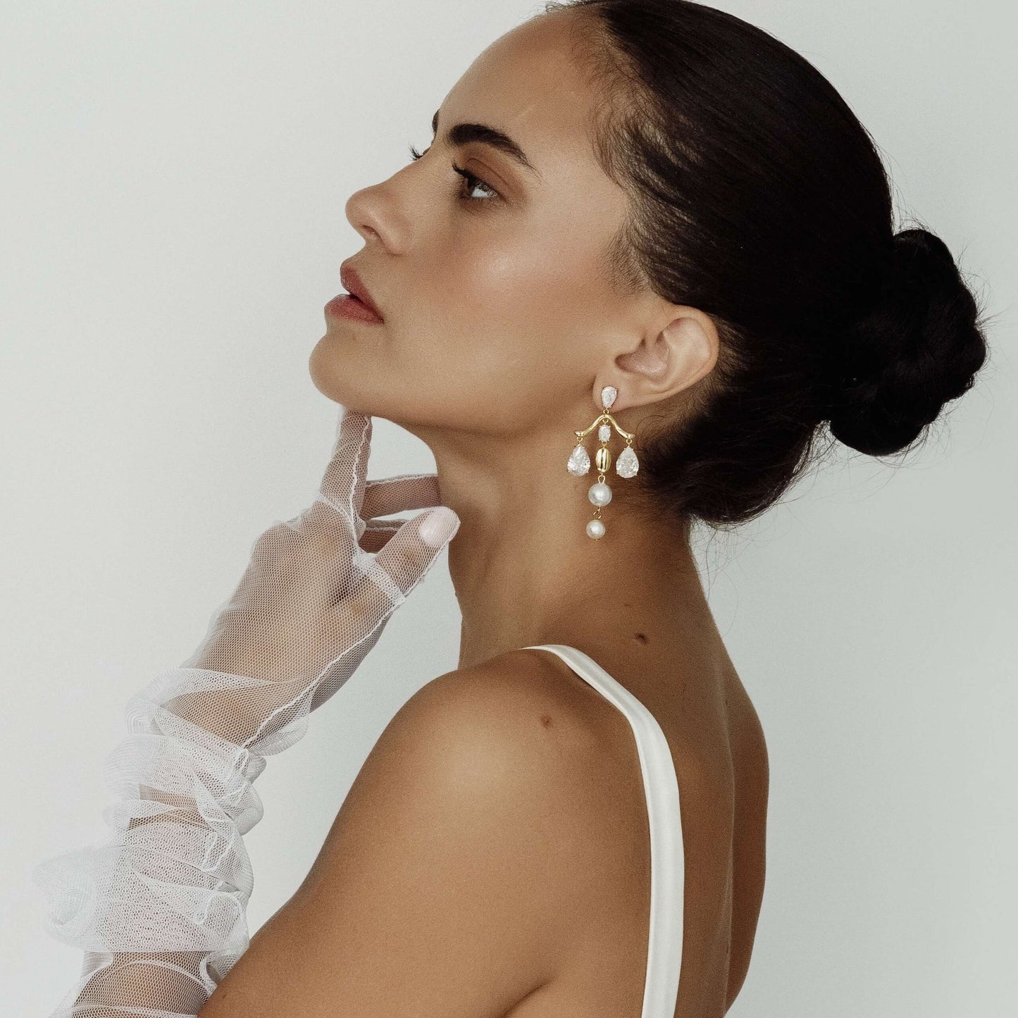 Chanel Crystal Pearl Bridal Drop Earrings -  Gold