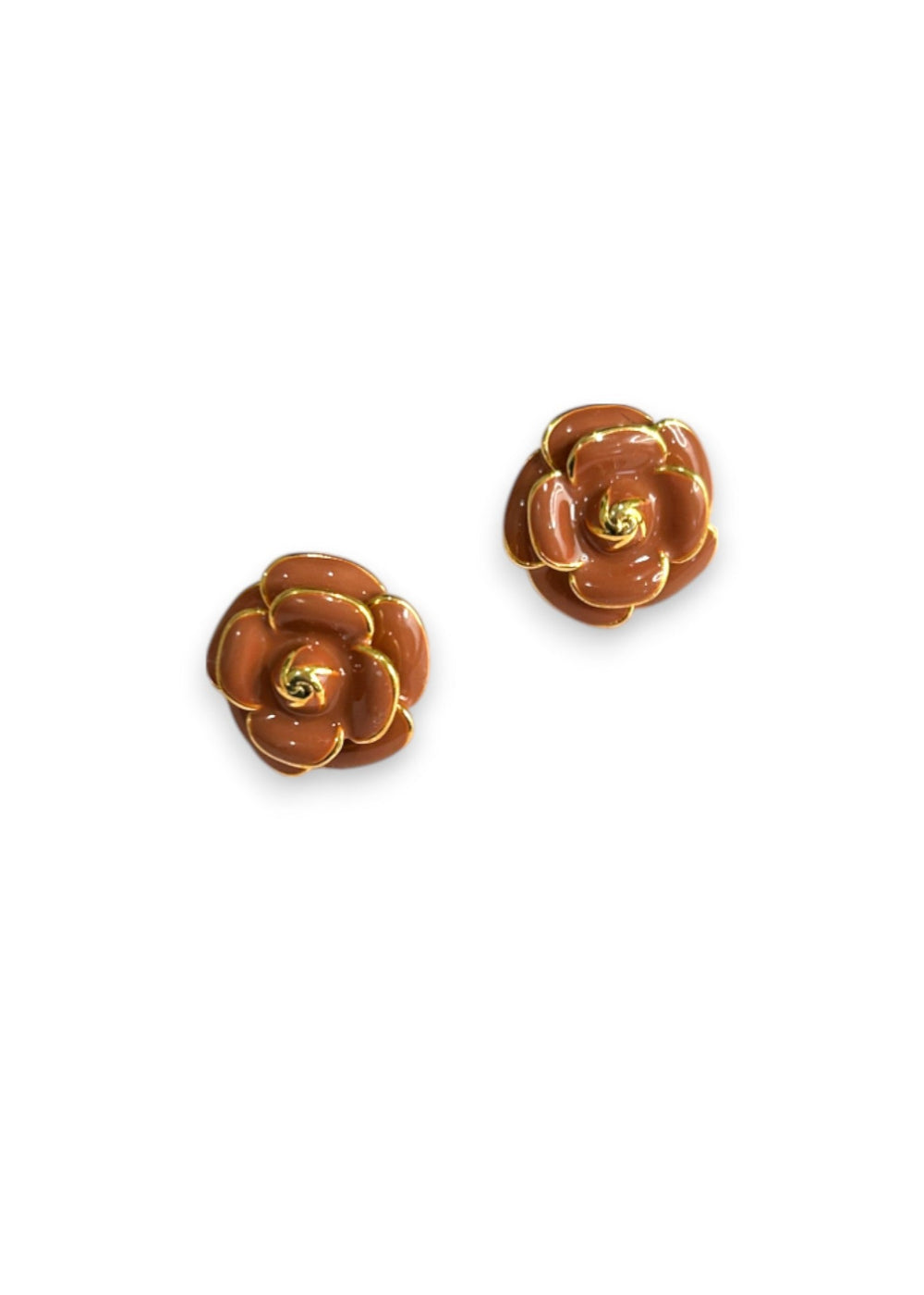Amara Double-Petal Flower Earrings - Burnt Blush