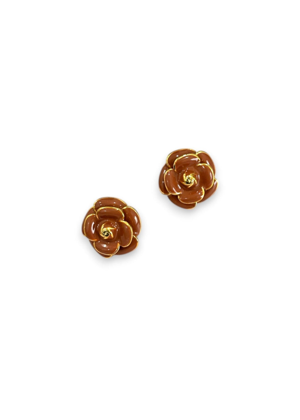Amara Double-Petal Flower Earrings - Burnt Blush