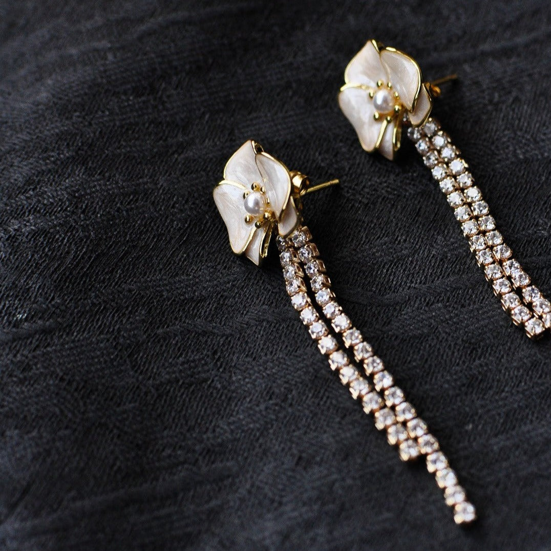 Nashara Ivory Floral Bridal Earrings