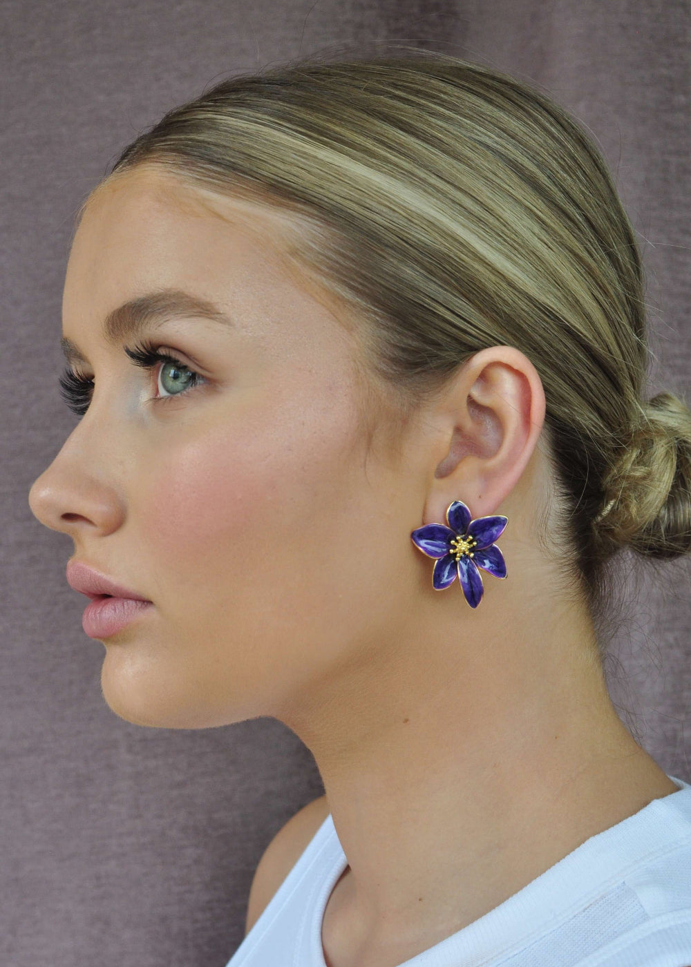 Indi Floral Earring - Purple