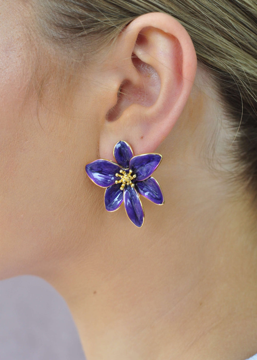 Indi Floral Earring - Purple