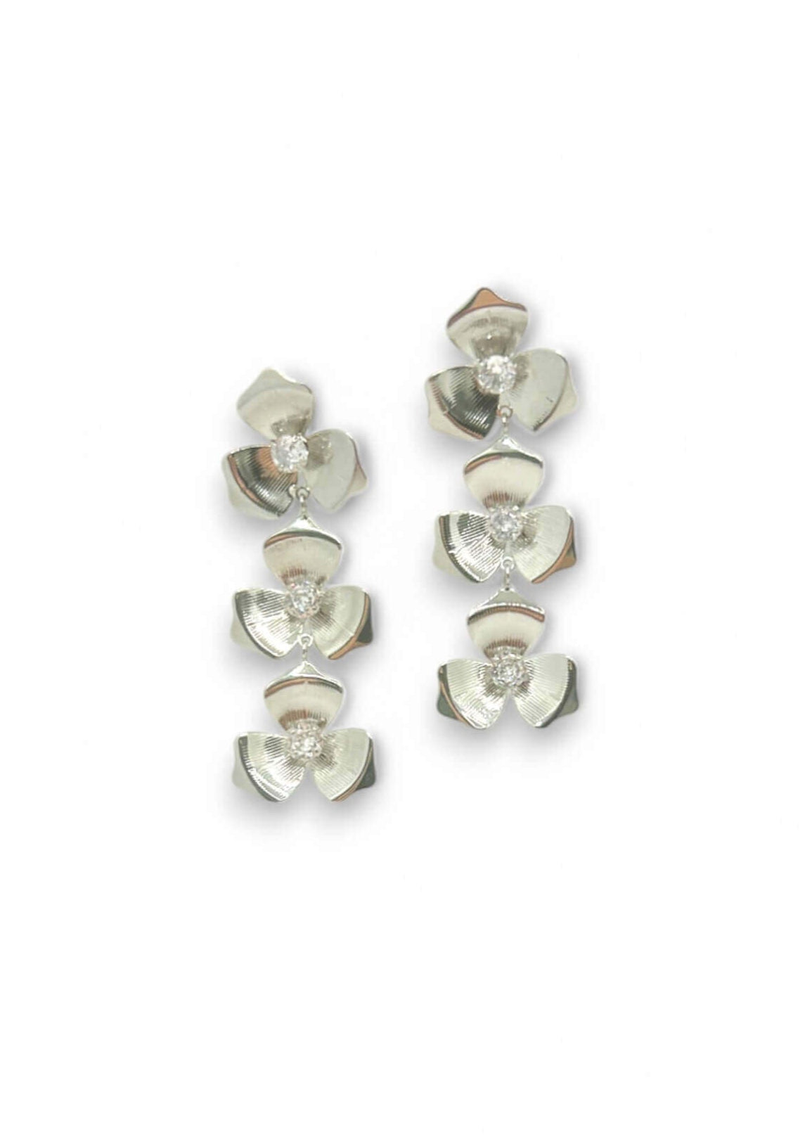 Grace Silver Tiered Floral Earrings