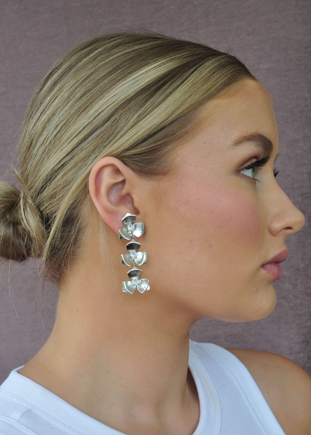 Grace Silver Tiered Floral Earrings