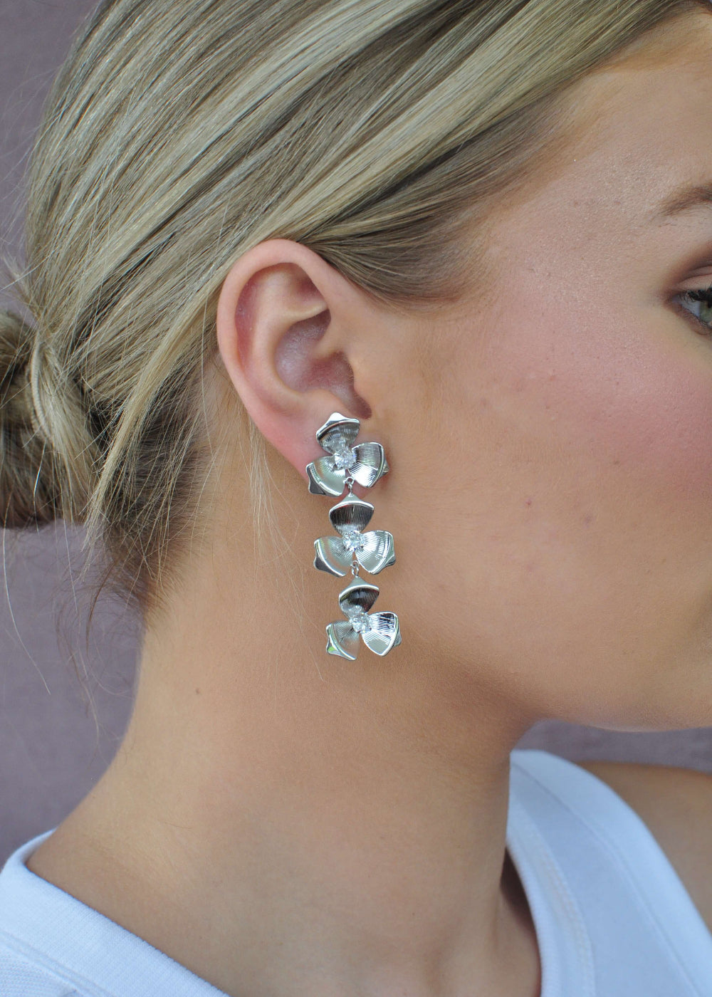 Grace Silver Tiered Floral Earrings