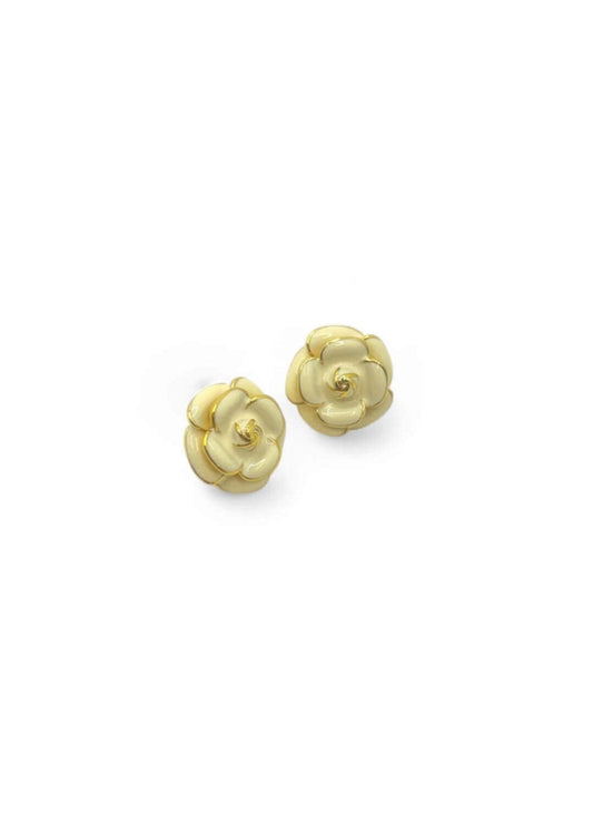 Amara Double-Petal Flower Earrings - White