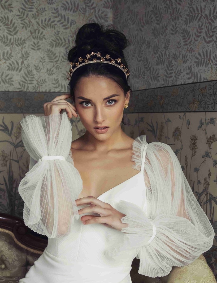 Valencia Crown - Gold - AELESTEValencia Crown - GoldBridal Accessories#bridal_accessories##wedding_head_band##bridal_earring#